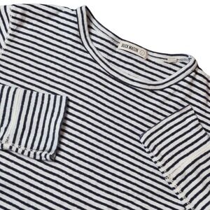 Buck Mason Women's L Breton Stripe Long Sleeve Tee Black White Cotton